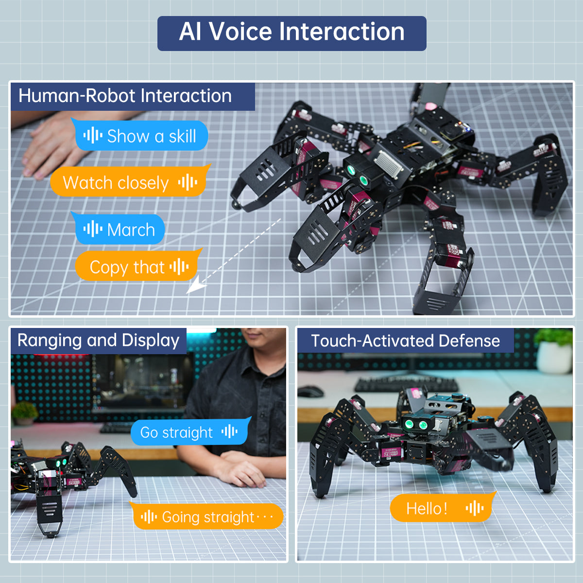 Hiwonder Spiderbot Arduino Coding Robot with AI Voice Control and Expa