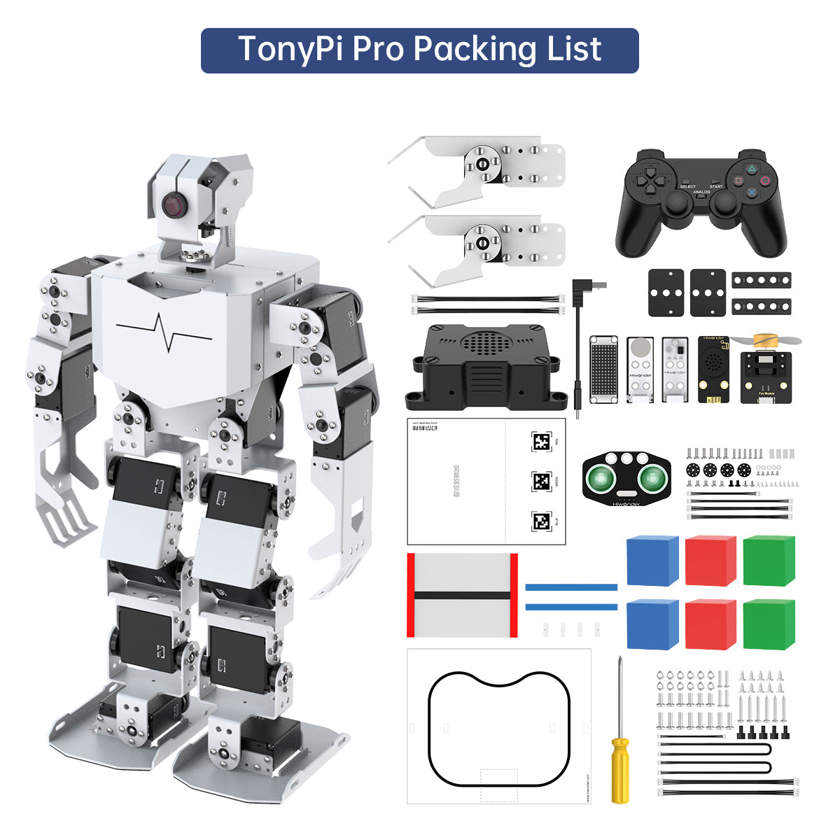 Hiwonder TonyPi Pro AI Humanoid Robot with Raspberry Pi 5 - Integrated Multimodal AI Model (ChatGPT), Vision AI, Interactive Voice Response, and Hand-Eye Coordination