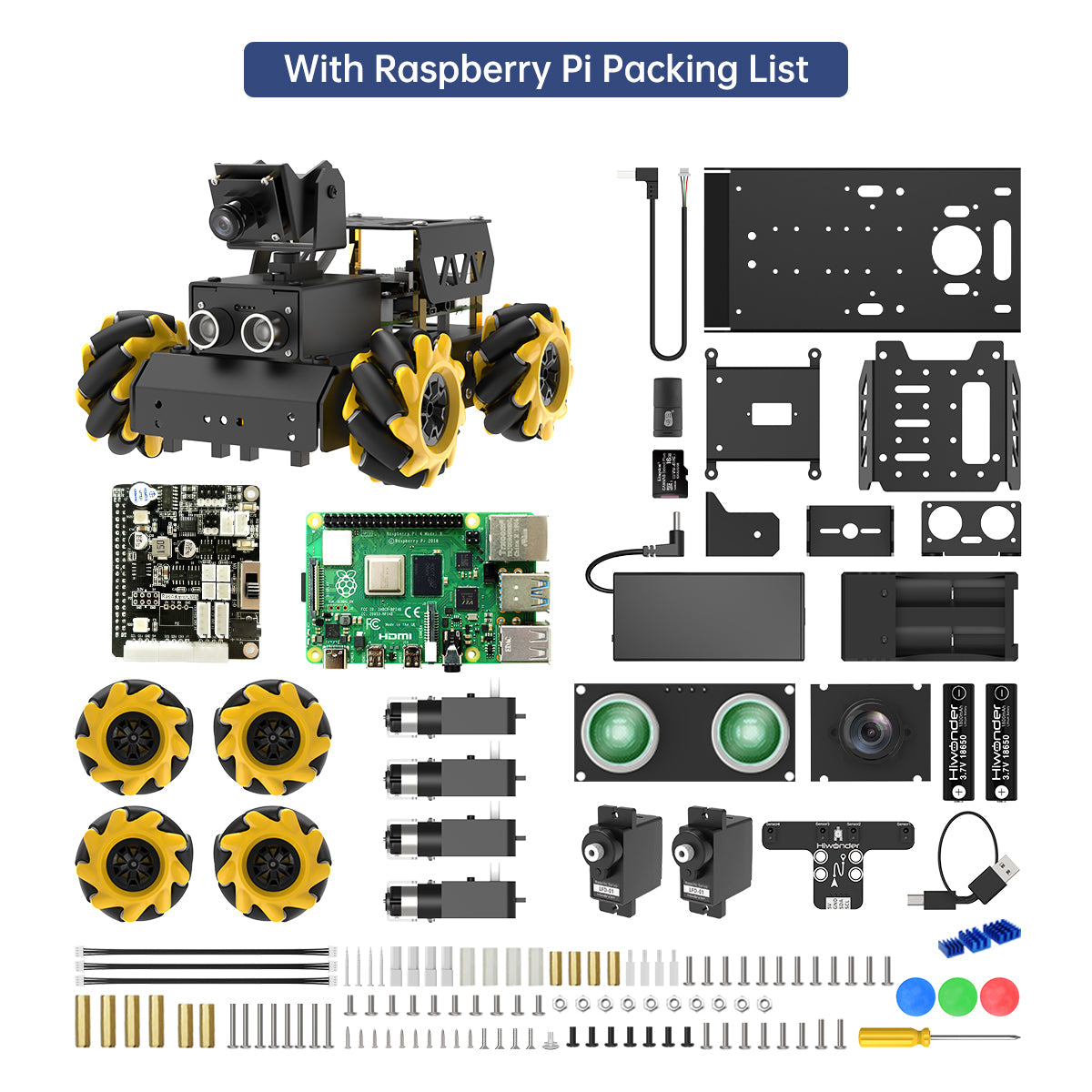 Hiwonder TurboPi Raspberry Pi Omnidirectional Mecanum Wheels Robot Car Kit with Camera, Open Source, Python for Beginners