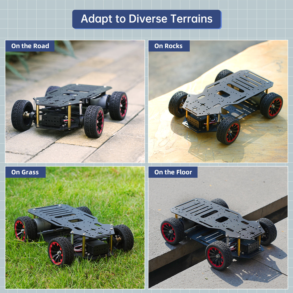 Ackerman Intelligent Car/Metal Chassis/Dual Encoder Motor/Front Wheel Servo Steering/ROS Robot