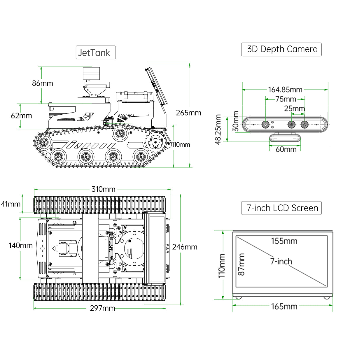 Hiwonder JetTank ROS Robot Tank Powered by Jetson Nano with Lidar Depth Camera Touch Screen, Support SLAM Mapping and Navigation