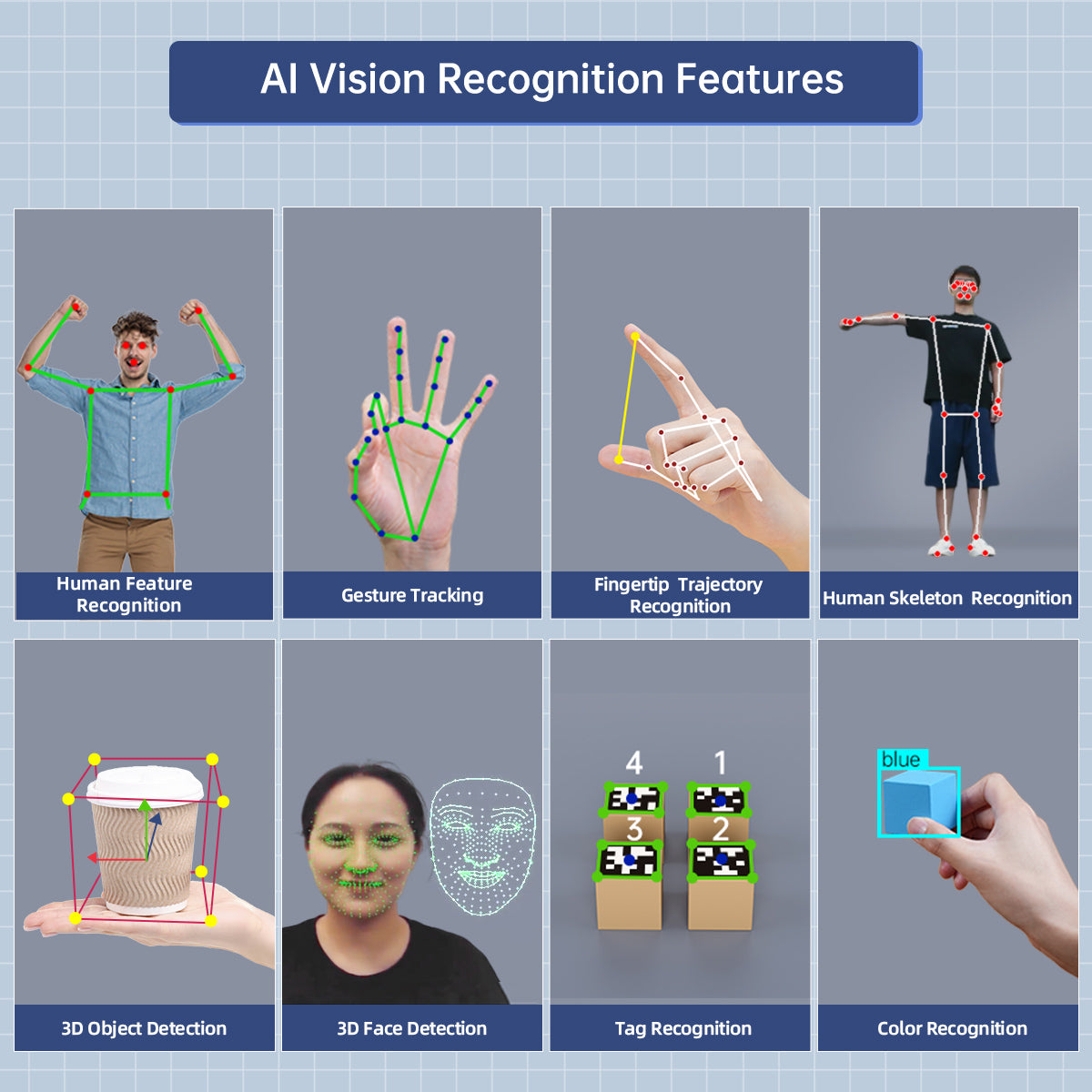 ROSOrin: AI vision with OpenCV & MediaPipe for real-time multi-object recognition and feature extraction