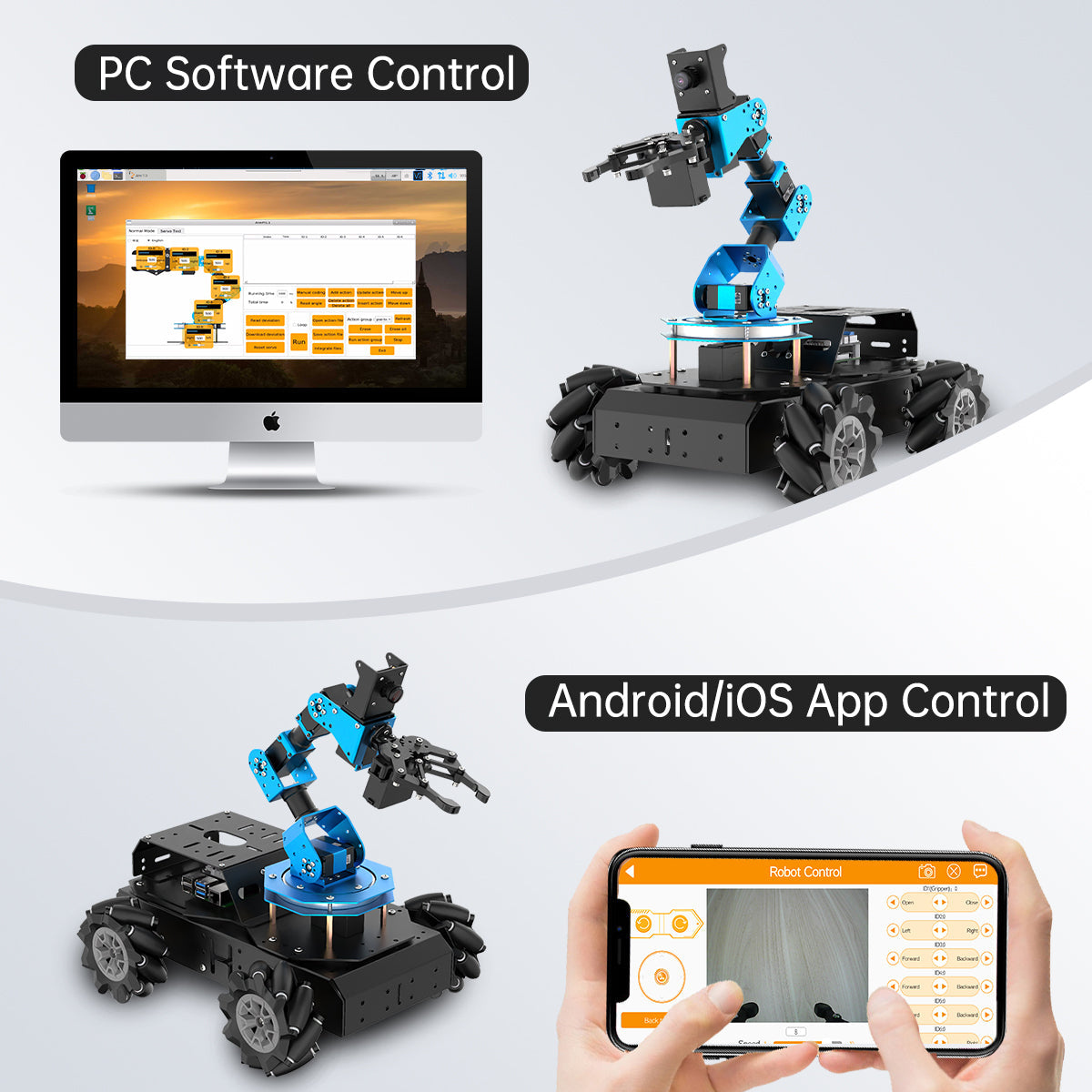 Hiwonder ArmPi Pro Raspberry Pi 5 ROS Robotic Arm Developer Kit with 4WD Mecanum Wheel Chassis Open Source Robot Car
