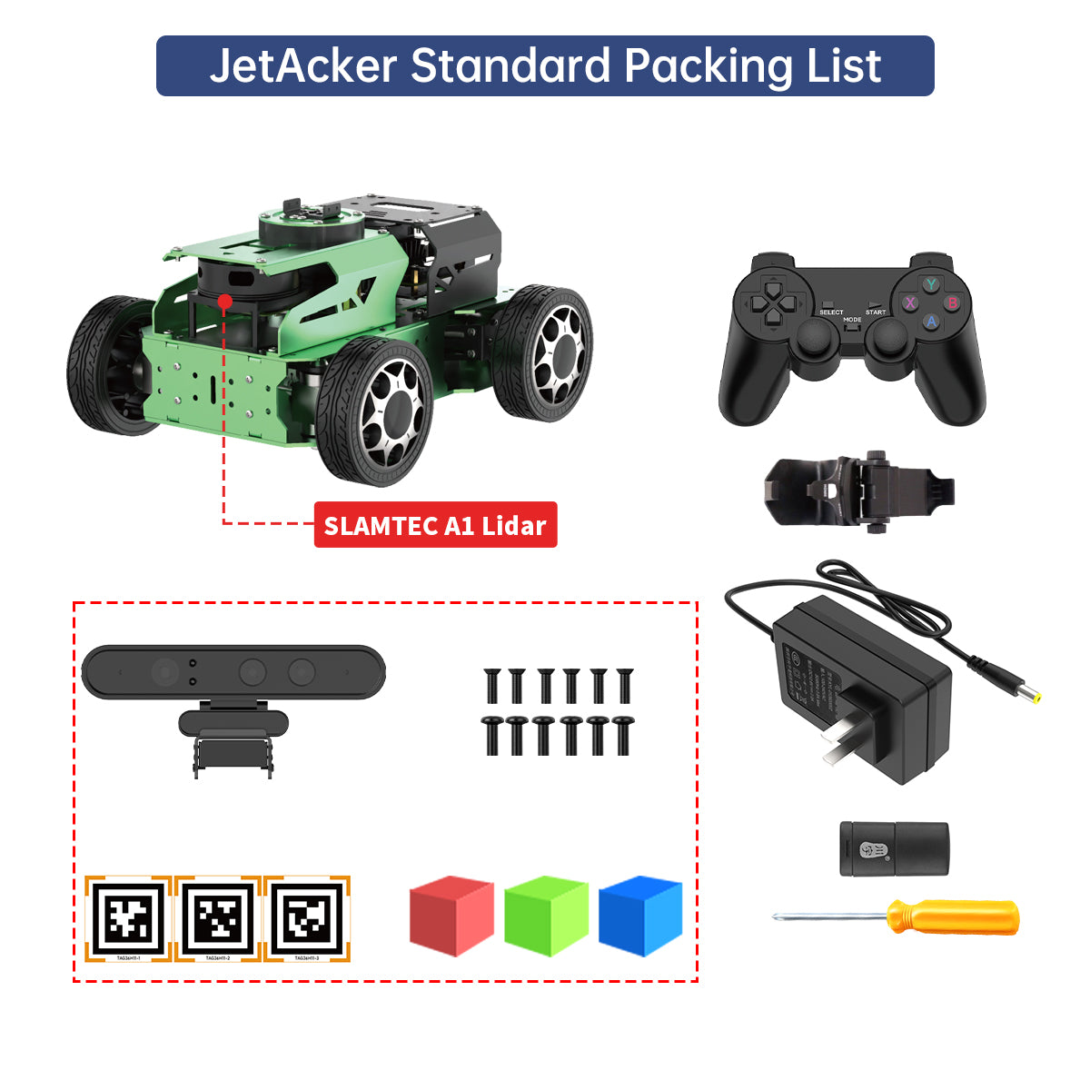 Hiwonder JetAcker AI Robot Kit – NVIDIA Jetson-Powered ROS1/ROS2 Educational Coding Robot with multimodal AI model (ChatGPT), Voice Control, AI Vision Interaction & SLAM