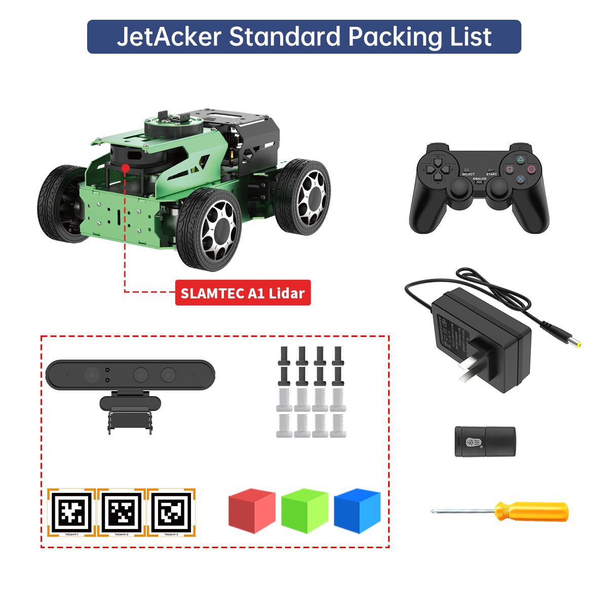 JetAcker ROS Education Robot Car with Ackerman Structure Powered by Jetson Nano B01 Autonomous Driving SLAM Mapping Navigation Learning Teaching Kit