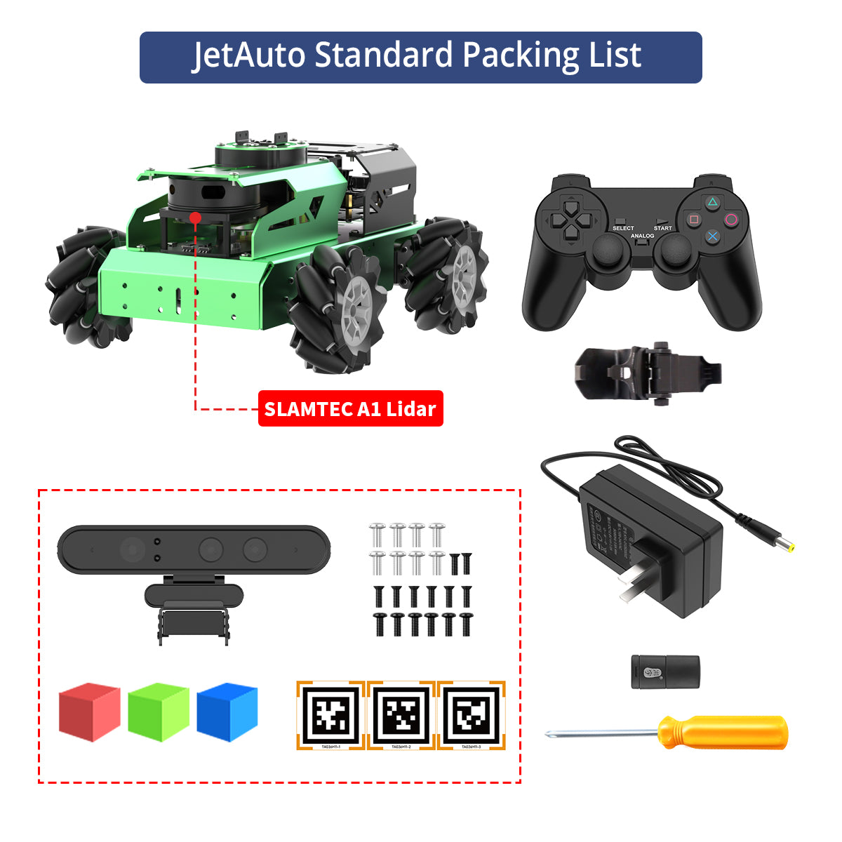 Hiwonder JetAuto AI Robot Kit – NVIDIA Jetson-Powered ROS1/ROS2 Educational Robot with multimodal AI model (ChatGPT), Voice Control, SLAM & AI Vision