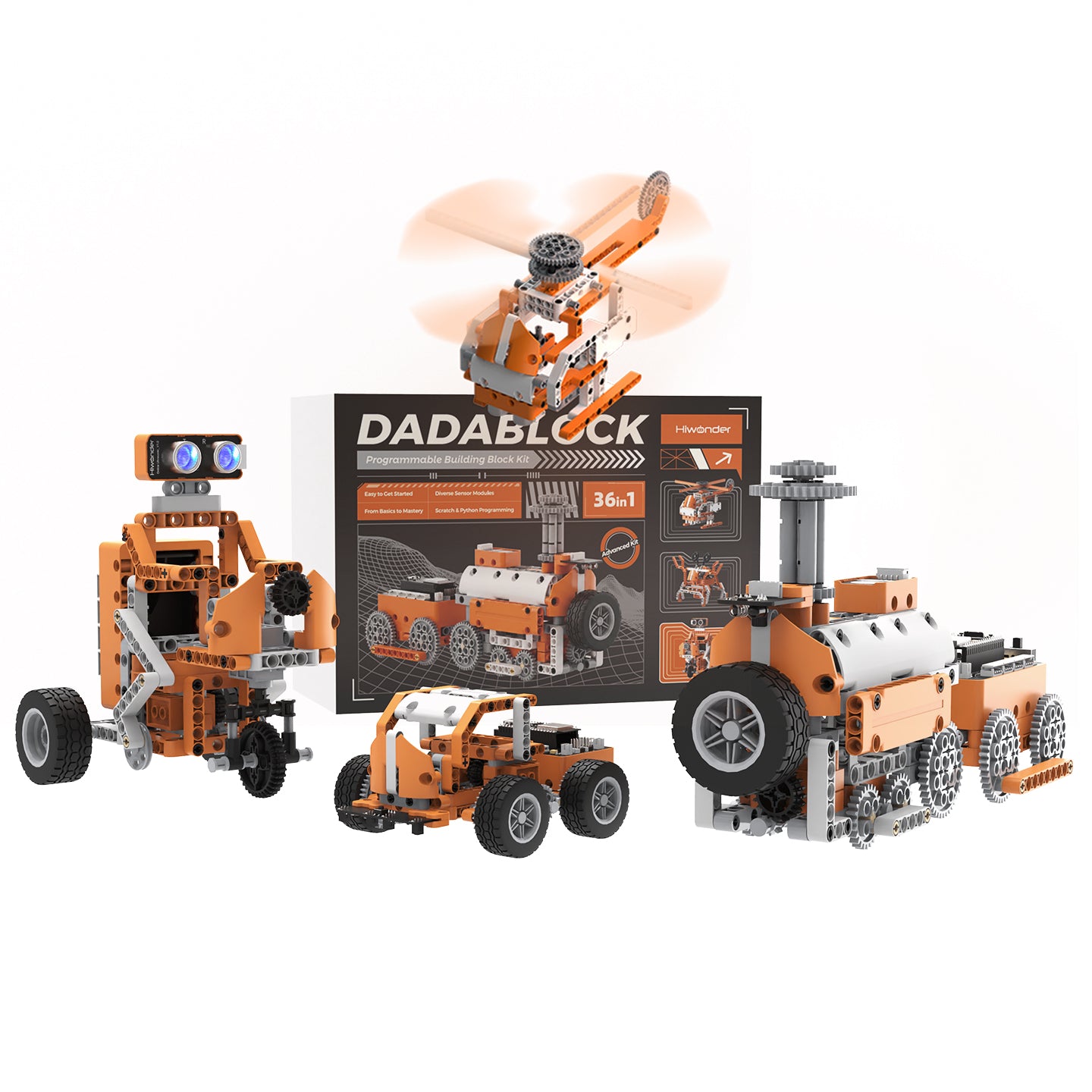 Hiwonder DaDablock Programmable Building Block Kit Powered by ESP32 with Sensor Expansion, LEGO-Compatible, Supports Scratch and Python