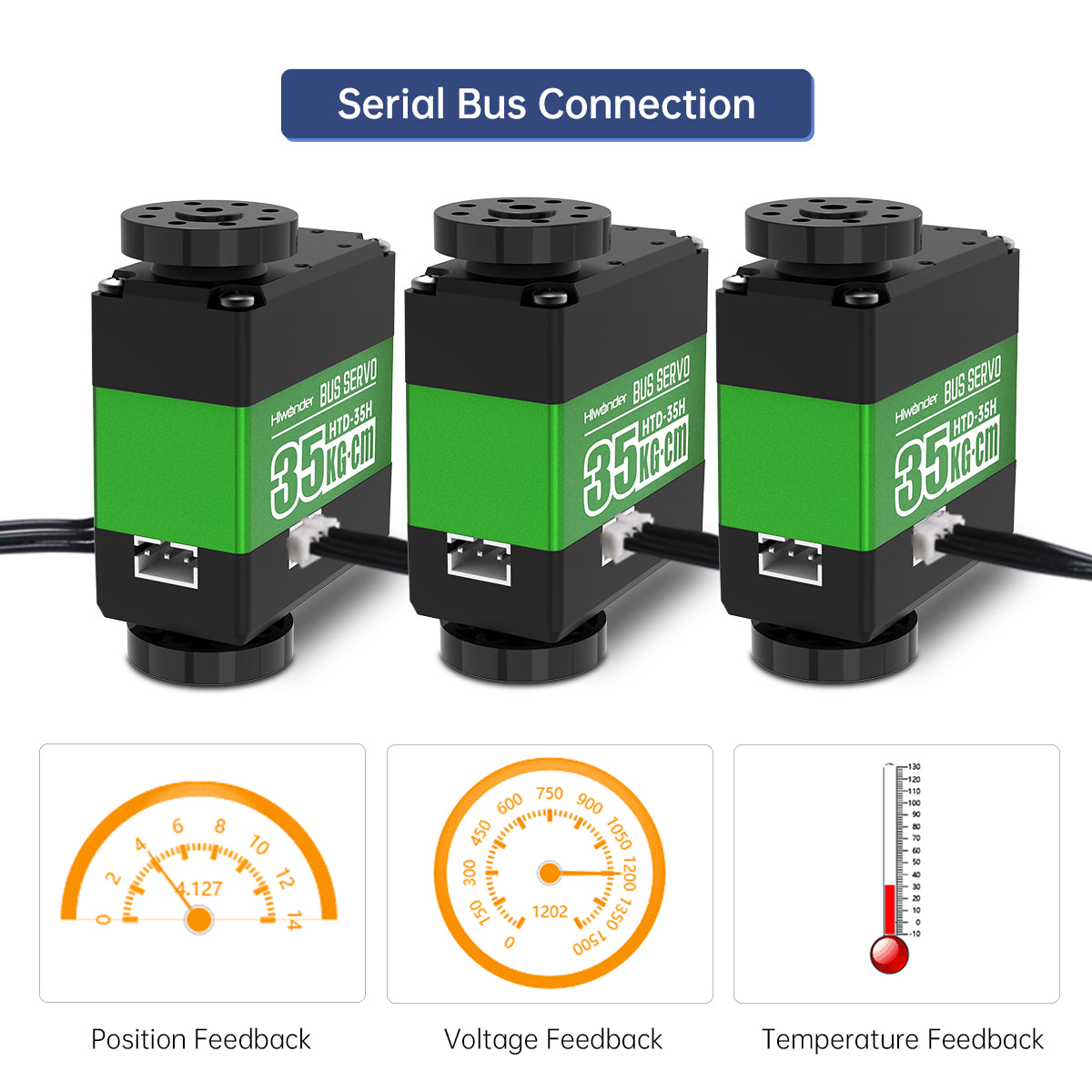 Hiwonder HTD-35H High Voltage Serial Bus Servo 35KG Torque with Three Connectors and Data Feedback