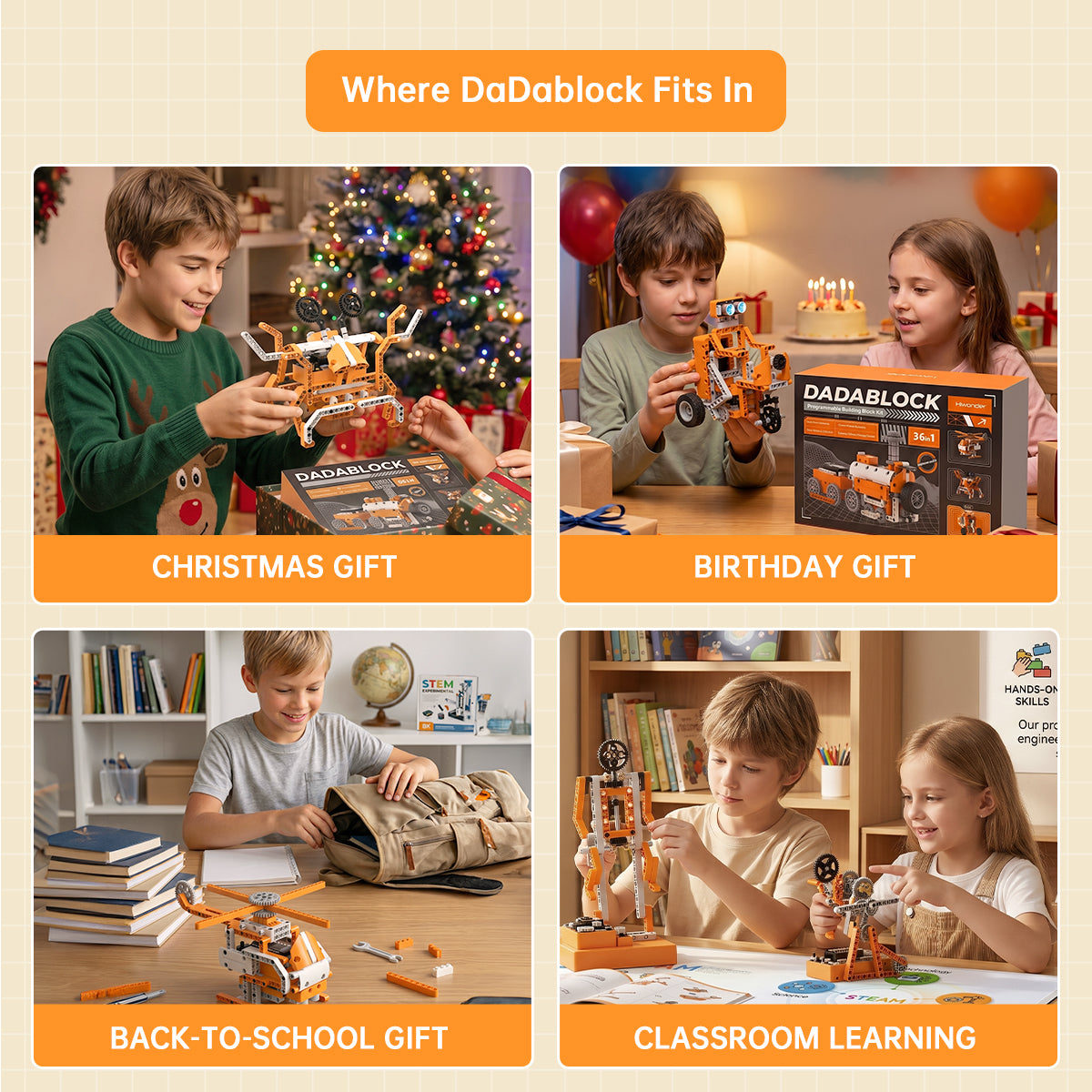 Hiwonder DaDablock Programmable Building Block Kit Powered by ESP32 wi