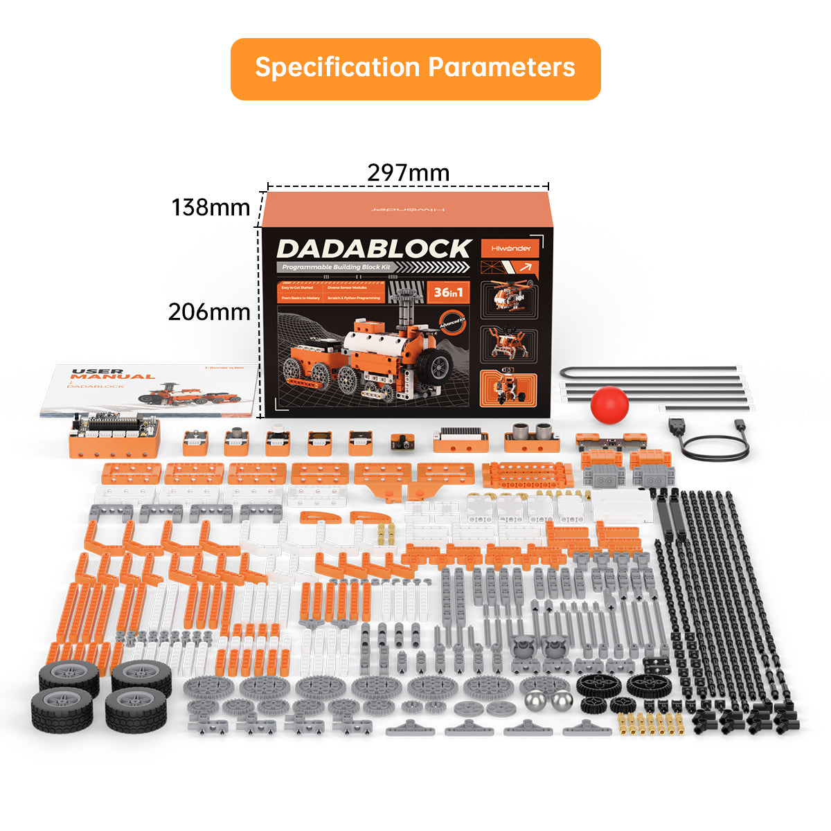 Hiwonder DaDablock Programmable Building Block Kit Powered by ESP32 wi