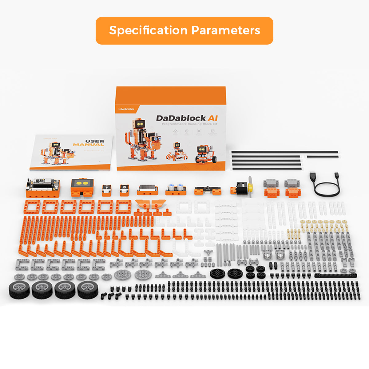 Hiwonder DaDablock AI Large Model Building Block Kit, Powered by ESP32, Supports Scratch & Python, Vision & Voice Interaction