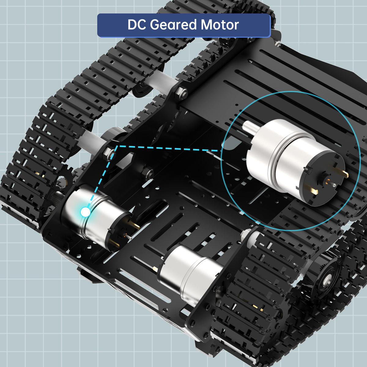 Hiwonder Tank Car Chassis Kit Shock Absorbing Robot with DC Geared Motor for Arduino/ Raspberry Pi/ Jetson Nano DIY Robotic Car Learning Kit (Black)