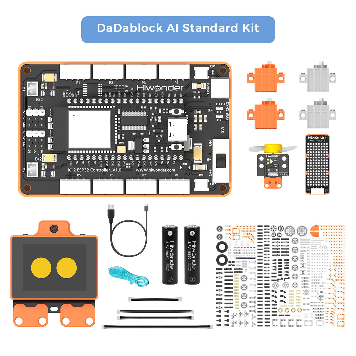 Hiwonder DaDablock AI Large Model Building Block Kit, Powered by ESP32, Supports Scratch & Python, Vision & Voice Interaction
