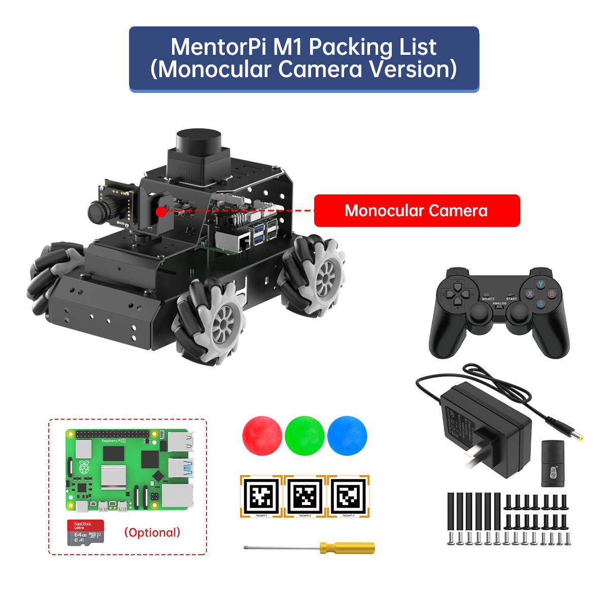 Hiwonder MentorPi M1 Raspberry Pi Robot Car – Mecanum wheel ROS2 Robot, with Large AI Model ChatGPT, SLAM and AI Vision and Voice Interaction