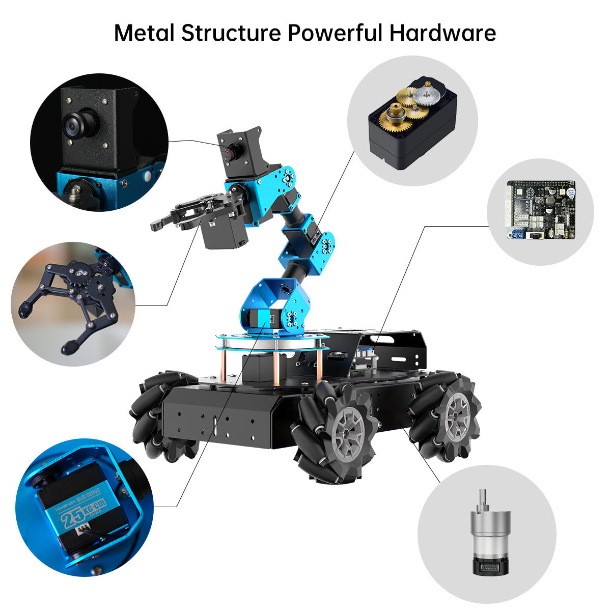 Hiwonder ArmPi Pro Raspberry Pi 5 ROS Robotic Arm Developer Kit with 4WD Mecanum Wheel Chassis Open Source Robot Car