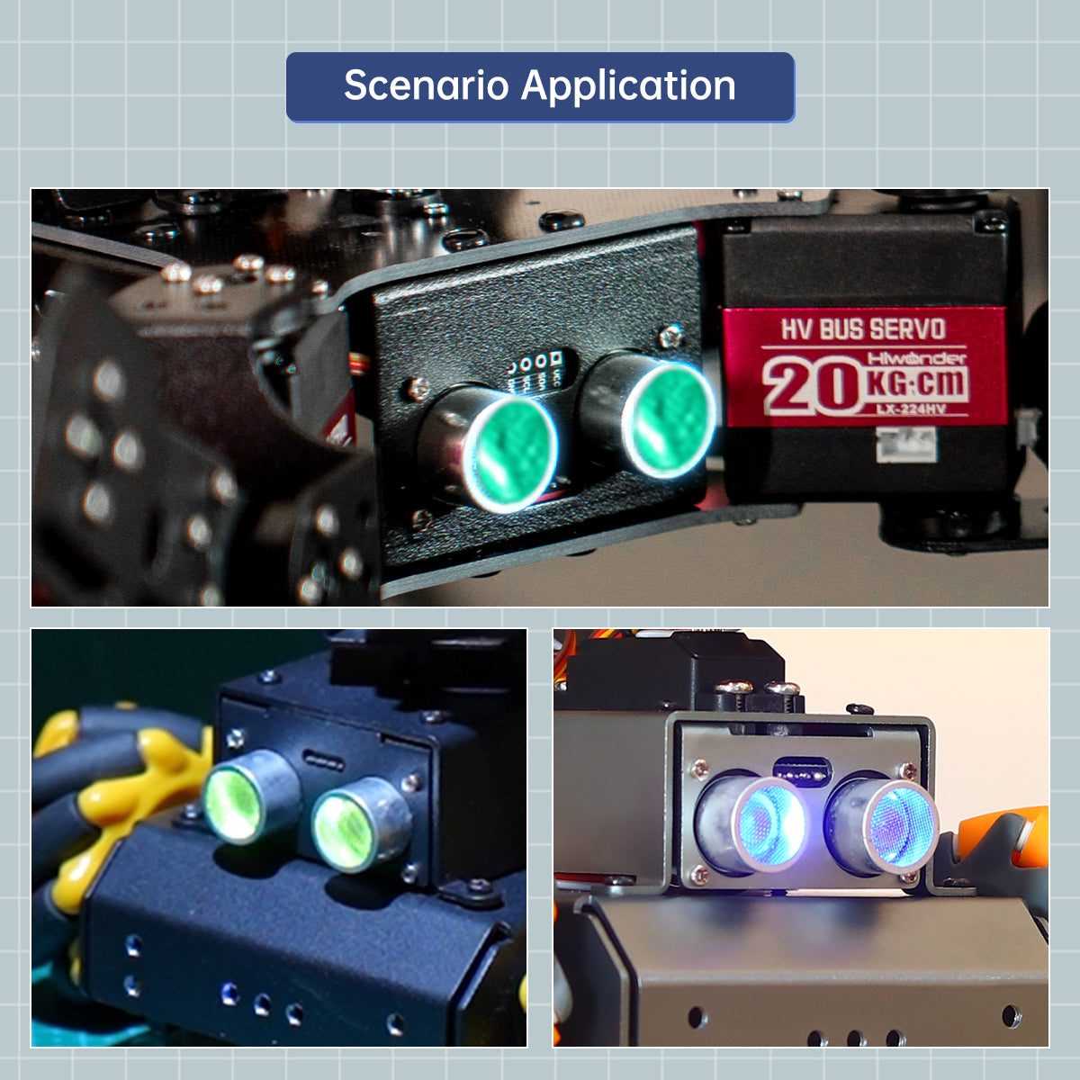 Glowy Ultrasonic Sensor Distance Measurement Programming Robot Car Obstacle Avoidance Module