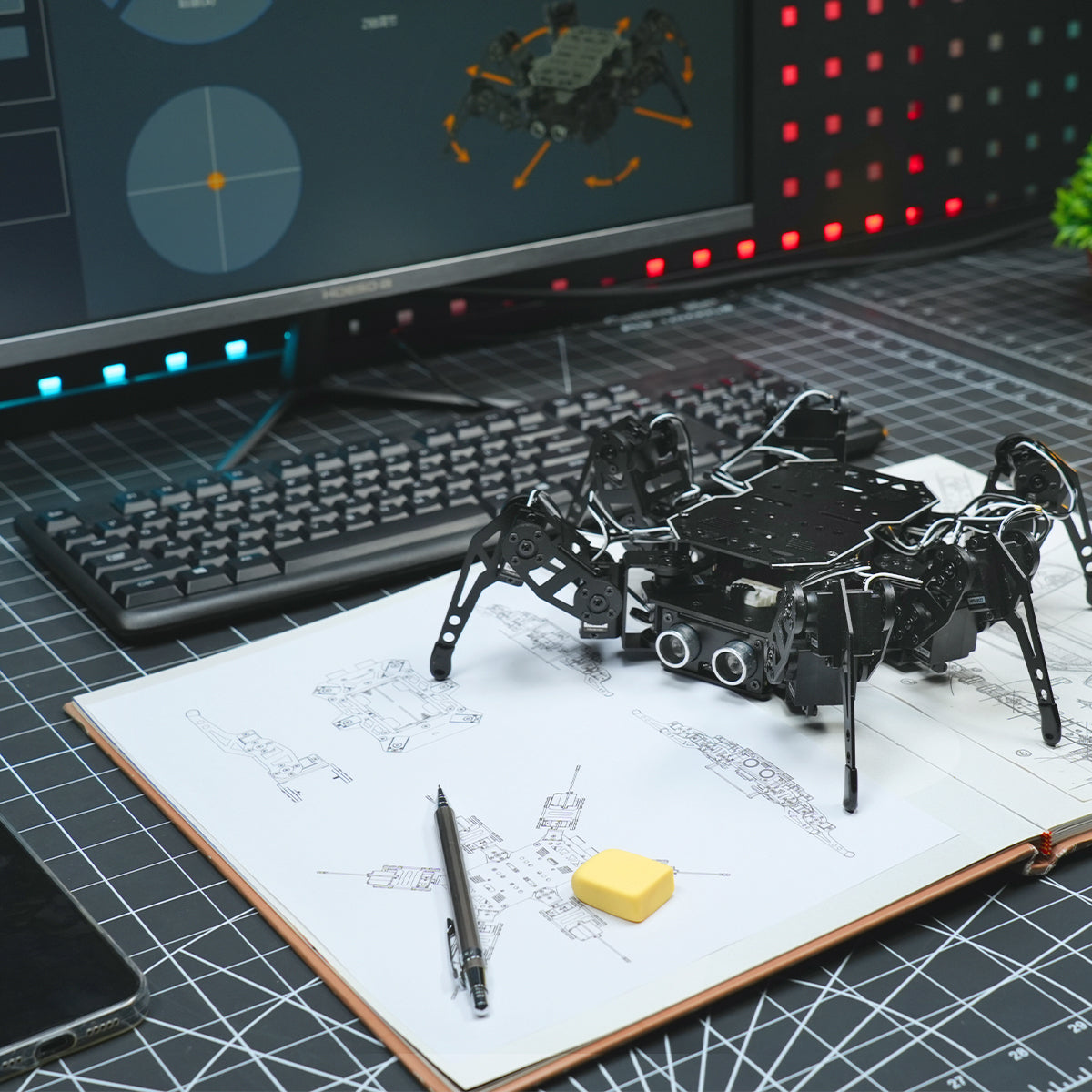 Hiwonder miniHexa AI Hexapod Robot with AI Vision & Voice Interaction, Support Arduino Programming & Sensor Expansion