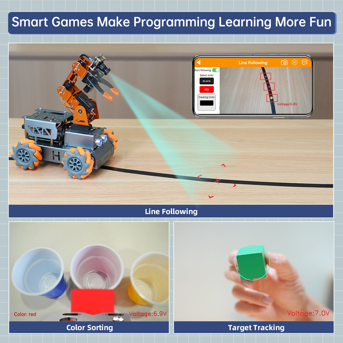 MasterPi 5DOF robot arm eye-in-hand camera