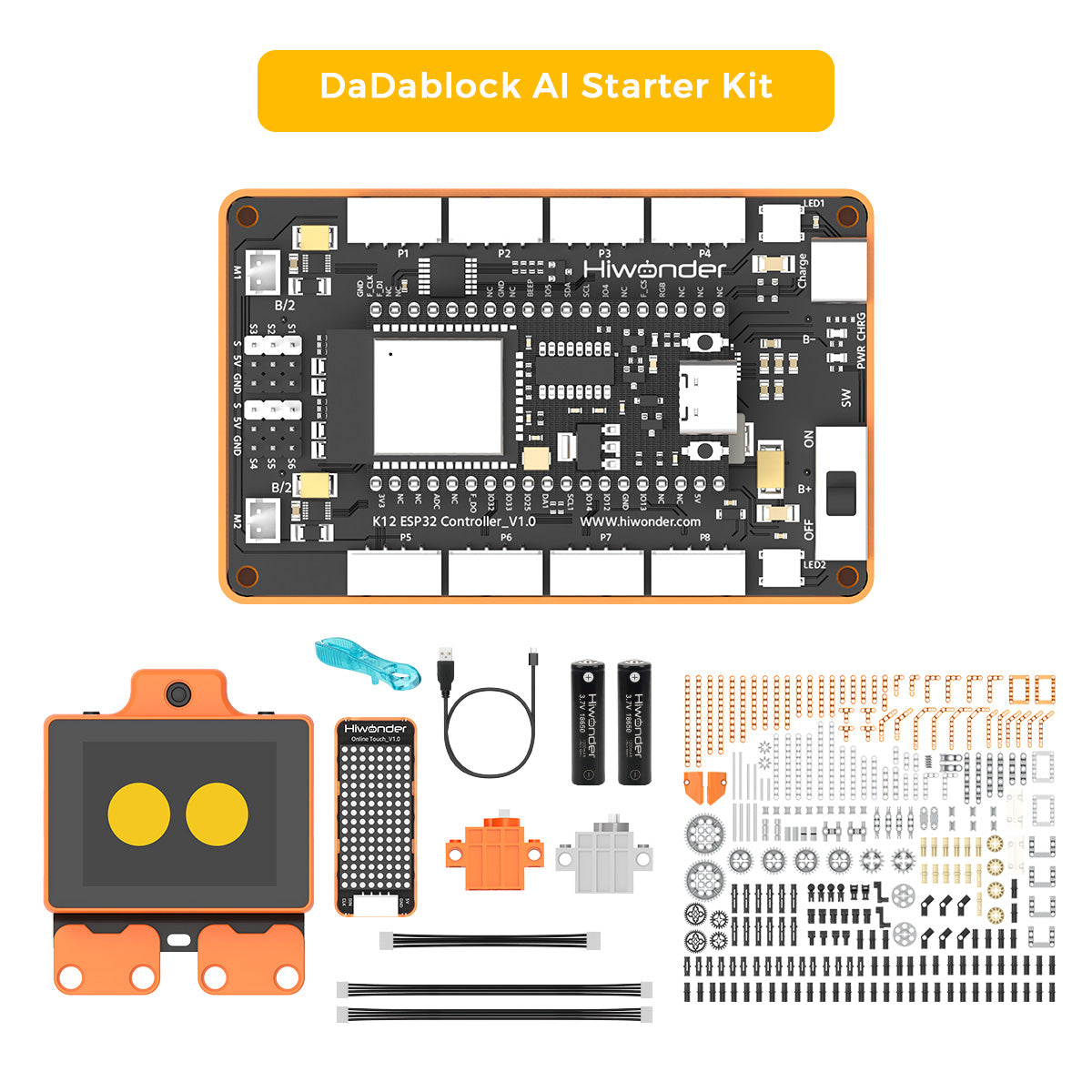 Hiwonder DaDablock AI Large Model Building Block Kit, Powered by ESP32, Supports Scratch & Python, Vision & Voice Interaction