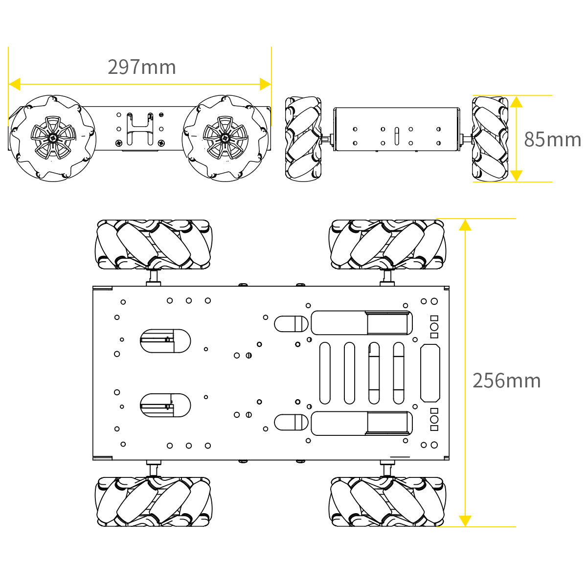 Hiwonder Large Metal 4WD Vehicle Chassis for Arduino/Raspberry Pi/ROS Robot with 12V Encoder Geared Motor