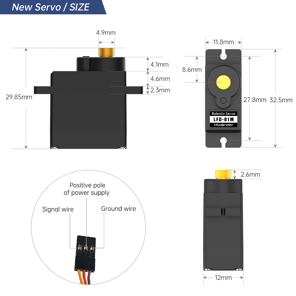 Hiwonder LFD-01M Robot Servo 6V 14g Micro Servo Anti-blocking with Metal Gear