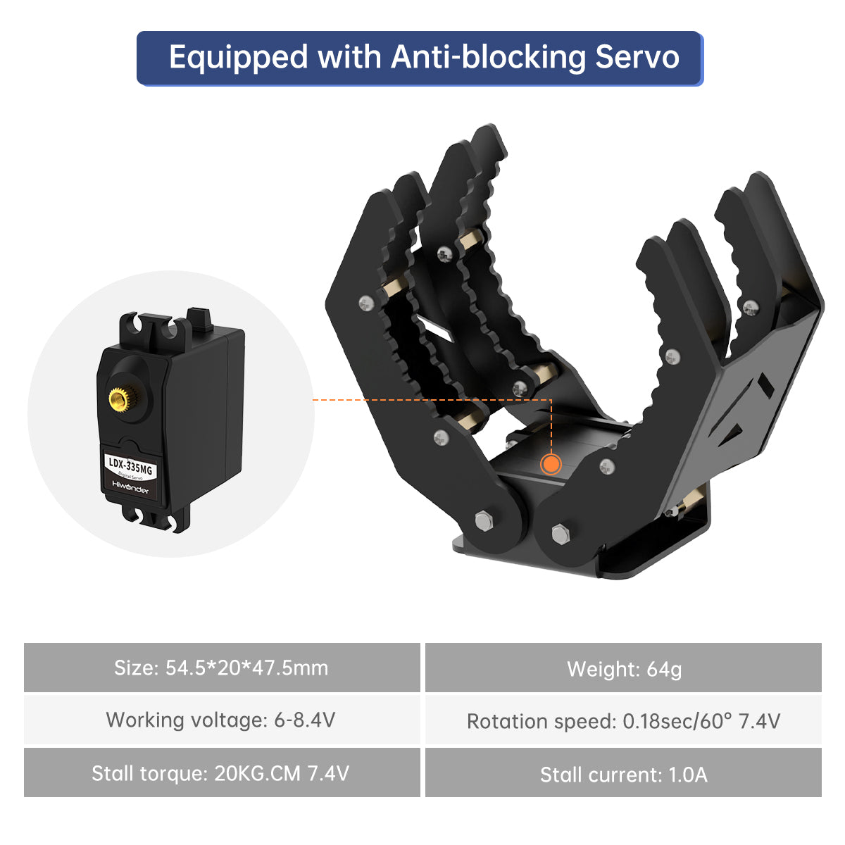 Black Metal Mechanical Gripper for Robot DIY