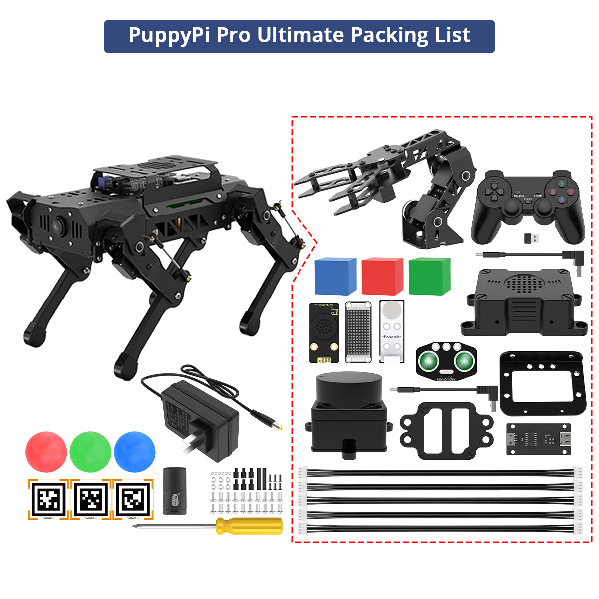 PuppyPi Pro Ultimate Packing List