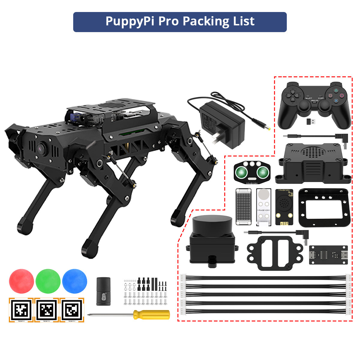 Hiwonder PuppyPi ROS Quadruped Robot with Raspberry Pi, Integrated with AI Large Model (ChatGPT), Supports AI Vision, Voice Interaction, LiDAR, and Robotic Arm Attachment