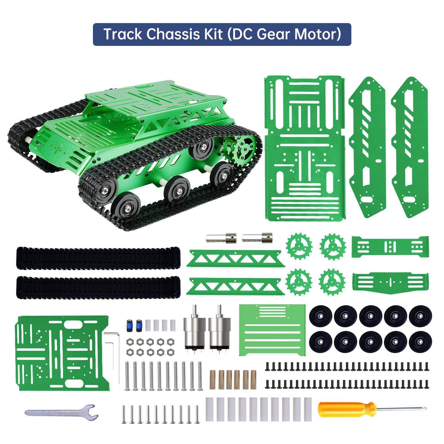 Hiwonder Tank Car Chassis Kit Shock Absorbing Robot with DC Geared Motor for Arduino/ Raspberry Pi/ Jetson Nano DIY Robotic Car Learning Kit (Green)