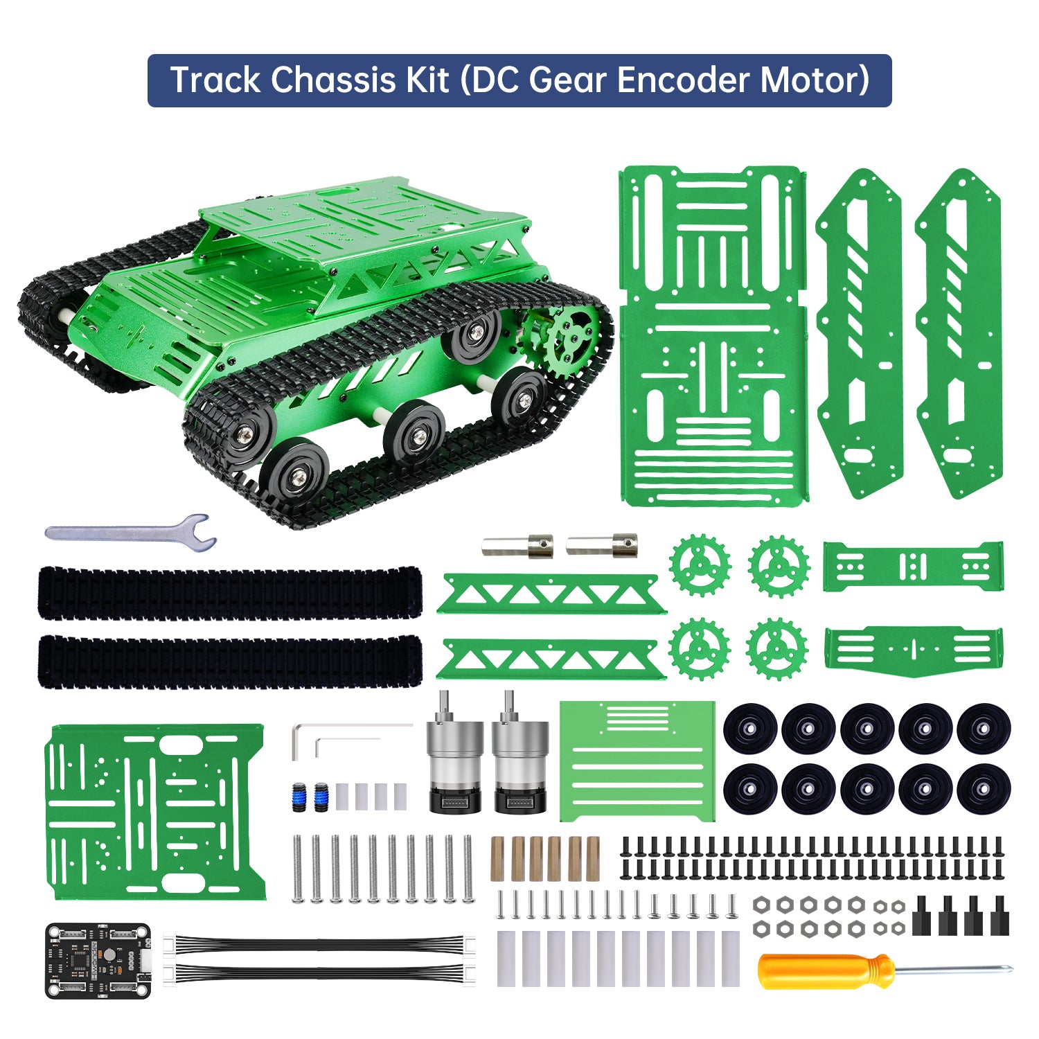 Hiwonder Tank Car Chassis Kit Shock Absorbing Robot with DC Geared Motor for Arduino/ Raspberry Pi/ Jetson Nano DIY Robotic Car Learning Kit (Green)