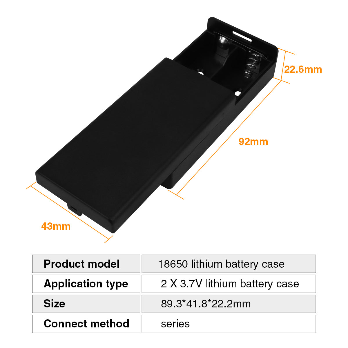 18650 Battery Box Double Bays with Power Switch for Robot Projects