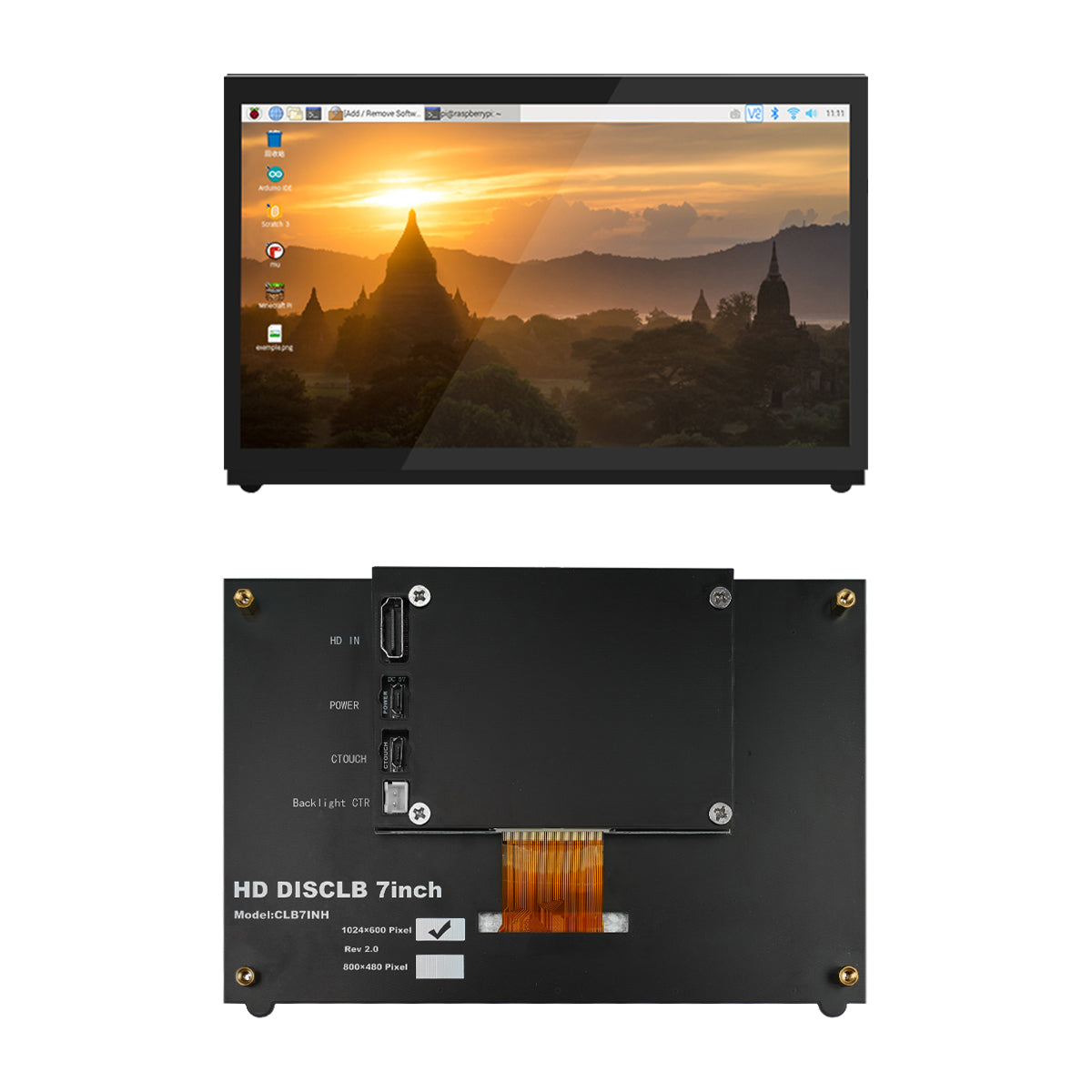 7-inch touch screen HDMI USB ports wiring
