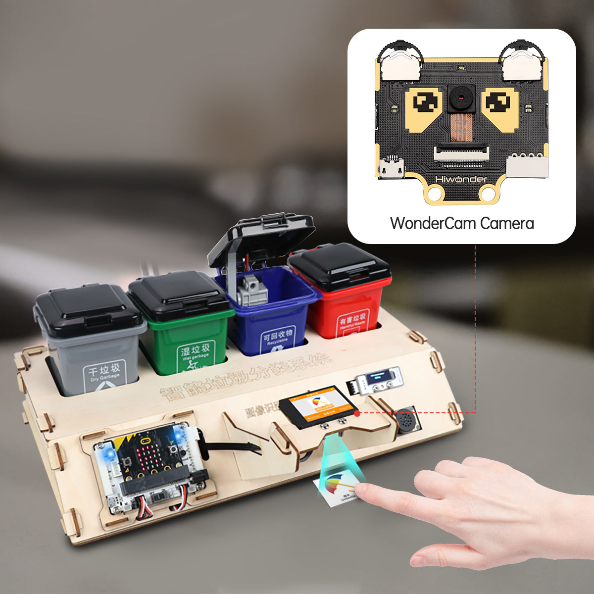 Waste Sorting Robot Kit: Hiwonder AI Vision Waste Classification Kit with Audio Broadcast Powered by micro:bit