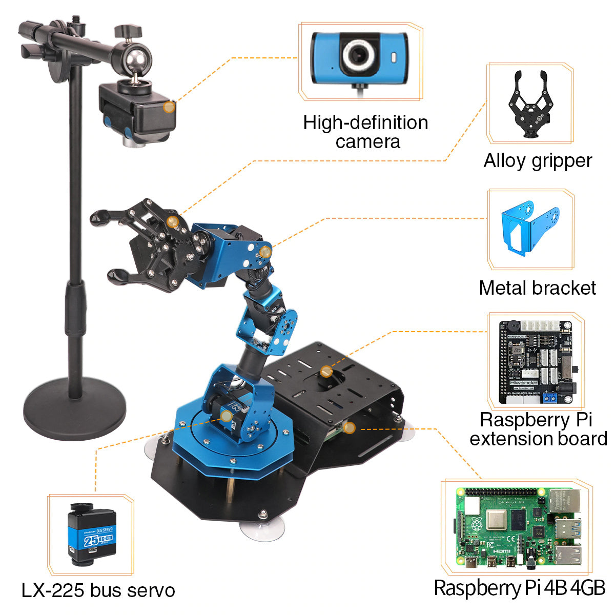 ArmPi Hiwonder Raspberry Pi 4B (4GB) AI Vision Robotic Arm/ Python Program