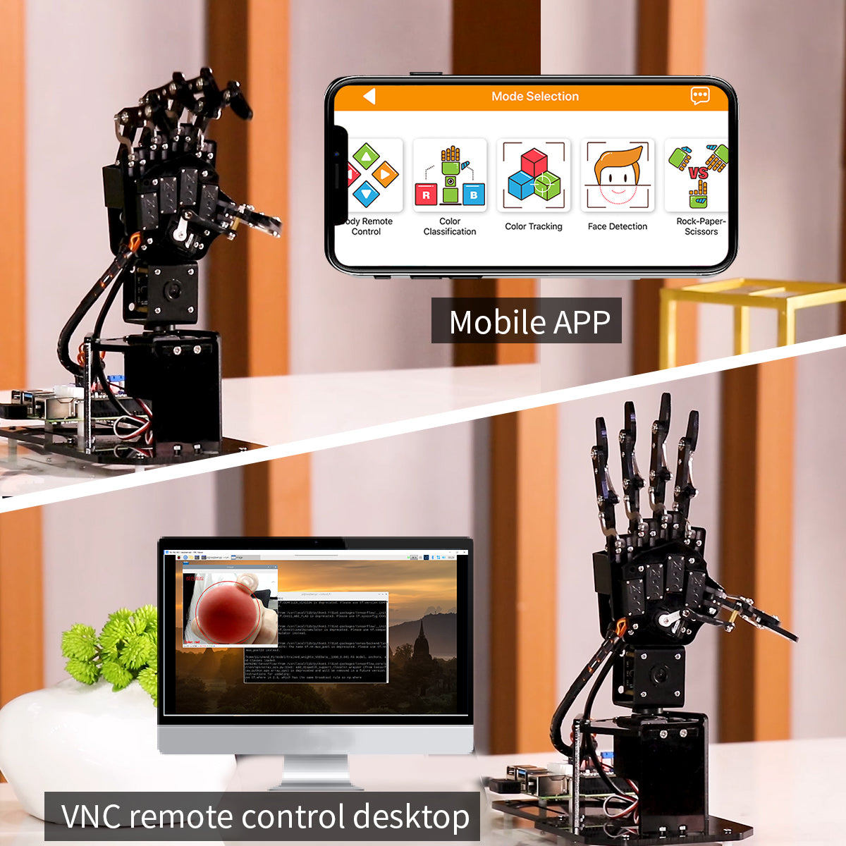 Hiwonder uHandPi Raspberry Pi Robotic Hand AI Vision Python Programming