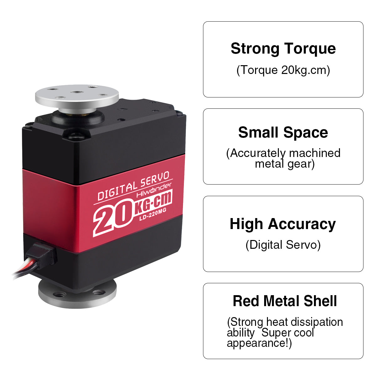 Hiwonder LD-220MG Full Metal Gear Digital Servo with Dual Ball Bearing,Metal Servo Horn, Metal Bracket for Robot