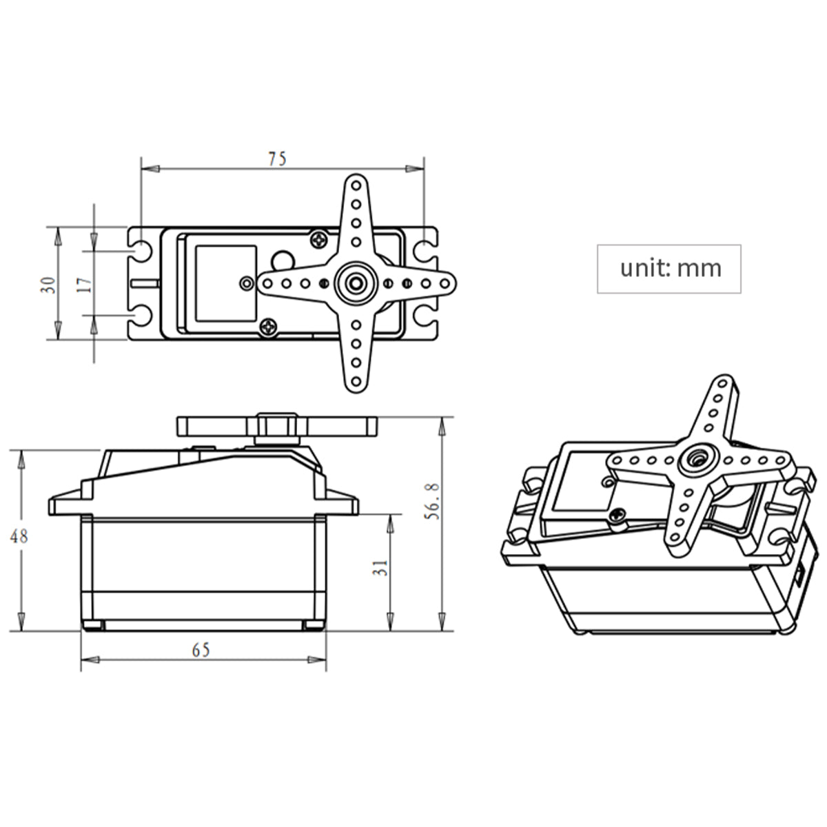 Hiwonder LD-60MG Digital Servo/60KG High Torque/RC Car/Single Shaft